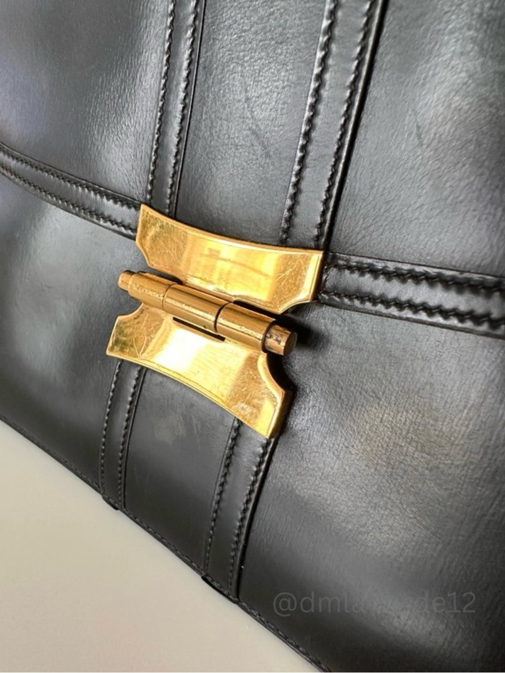Vintage Hermès Cécile Box Calf Black Shoulder & Clutch Bag W/Box/Dustbag - Picture 7 of 16